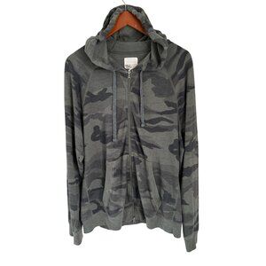 Mills Supply Camo French Terry  Zip-Up Hoodie With Drawstring Size XL